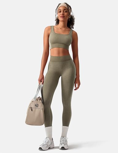 Image of OLCHEE Womens Workout Sets 2 Piece Seamless Square Neck Sports Bra Padded Butt Lifting Leggings High Waist Yoga Gym Outfits