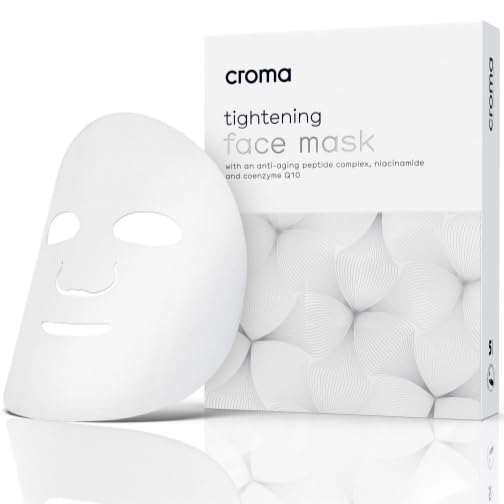 Croma Straffende Gesichtsmaske, 5 Masken, Biocellulose-Gesichtsmaske mit Hyaluronsäure und Niacinamid für die tägliche Hautpflege