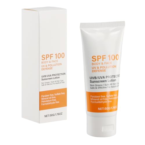 Ziyonix Crema solar facial SPF 100, protección solar 100, loción solar con protección UVA/UVB, loción de protección solar antienvejecimiento, crema solar para cuerpo y cara, no grasa, 50 g