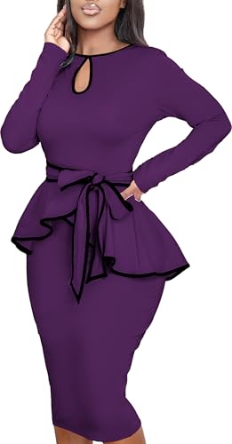 Image of Women's Bodycon Vintage Dresses Elegant Peplum Dresses for Women Business Work Office