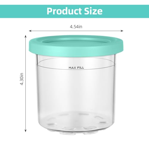 HOTUT Creami Pint Containers, Ninja Creami Pints and Lids - 2 Pack Ninja Creami Deluxe Pints,16oz Ice Cream Containers Compatible with NC301 NC300 NC299AMZ NC290 Ice Cream Maker,Airtight BPA-Free