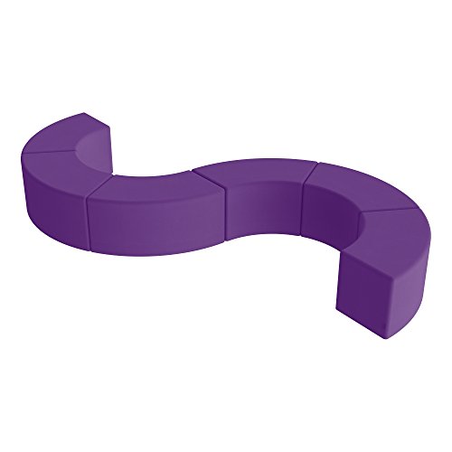Image of Sprogs 18 inch H Structured S-Curve Stool -Flexible Modular Collaborative Soft Seating for Office, Home, Lounge and School Classrooms with Durable Frame -Purple