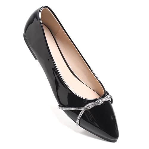 Image of Stunner Womens Flats Fashion Pointed Toe Bowknot Ballet Flats Cute Slip On Dress Flats Comfortable Party Wedding Flats2