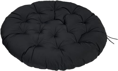 Coussin de chaise résistant à l'eau noir grand format 80 cm pour assise moelleuse