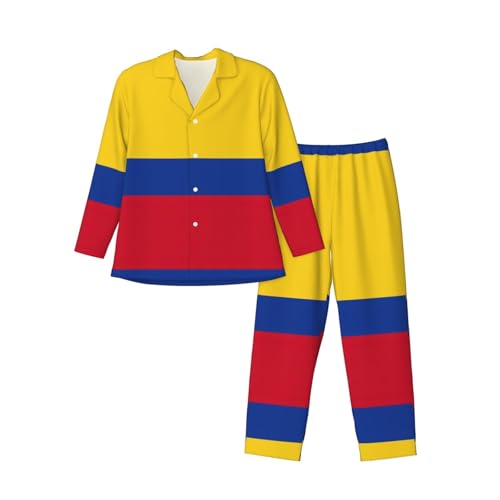 Flag Of Colombia Mens Pajama Set, Soft Long Sleeve Pajamas For Relaxing Home Nights, Lazy Weekends