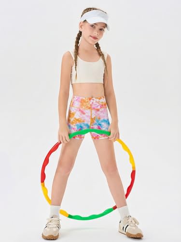 Image of Haloumoning Girls Athletic Shorts Kids High Waisted Yoga Dance Biker Shorts Comfy Gymnastics Shorts 5-14Y
