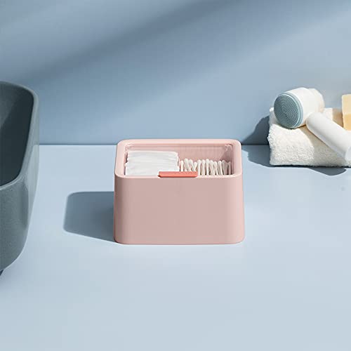 LINFIDITE Wattestäbchen Halter Qtips Halter mit Abdeckblech 2 Abschnitt Make-up-Sponsor Make-up-Matratze Aufnahme in Badewanne Konservierungstank Pink Cover