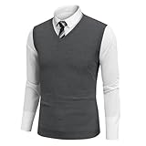 Men Vest 2025 Lightweight Relaxed Fit Vest Sweater V Neck Solid Business Work Tops Sleeveless Knitted Pullover Cashmere Sweater Mens Large Men V Neck Sweaters Fashion（1-Gray,5X-Large）