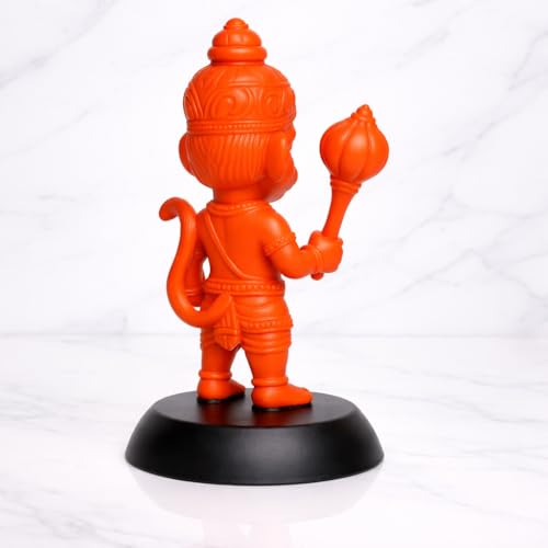 Image of Hanuman Dashboard Idol for Car | Premium Resin Hindu God Murti | Double-Sided Tape Base | Vastu & Spiritual Protection | Home Temple & Car Decor | Gift for Festivals | Kesari Color