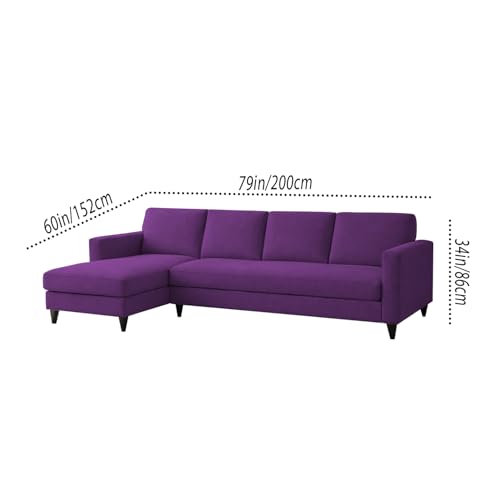 Image of Carlos LHS 4 Seater L Shape Sofa Set for Living Room & Home Office Furniture, Modern Durable Sectional Corner Sofa Couch, Premium Fabric Comfortable Seating with Strong Frame (Purple)
