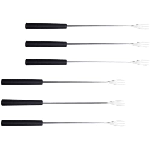 OSALADI Forchette in Acciaio Inox per Fonduta di Formaggio e Cioccolato Set 6 Pezzi Manico in PP Utensili da Cucina per Buffet e Catering Lavabili e Resistenti alla Corrosione
