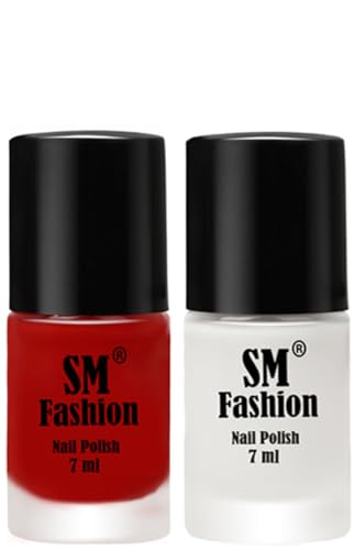 Image of Long Lasting Nail Polish | Nail Paint Combo 7 ml Each) - Set of 2 Orange-White