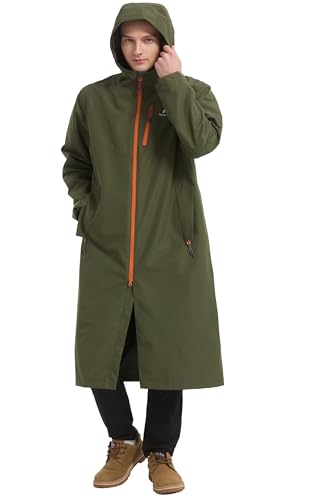 Image of NORDIC OUTLAND Rain Jacket Men,Waterproof Breathable Long Raincoat with Hood Mesh Lining,Windbreaker for outdoor activities