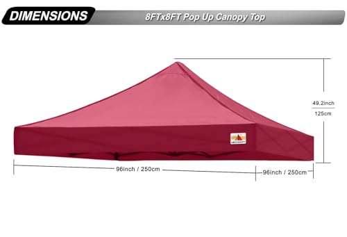 Image of ABCCANOPY Replacement Canopy Top for Pop Up Canopy Tent 8x8 Burgundy