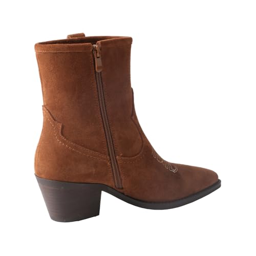 TMA EYES Women's Low-Heeled Pointy Ankle Western Boots With Side Zipper2