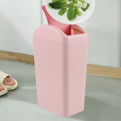Caneca de basura plástica rectangular rosa 3.5 gal. miniatura 3