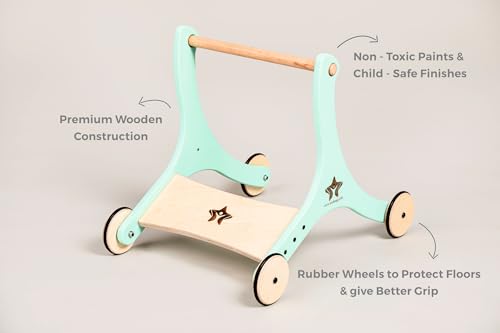 Image of 3-in-1 Convertible Wooden Walker, Cycle & Skater - Multi-Stage Ride-On for Growing Kids (Polar Green)