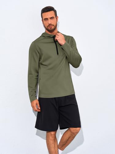 Yousify Mens Quarter Zip Hoodie Sweatshirts Long Sleeve Casual Pullover Sports Outdoor Hoodies with Zip Pockets2