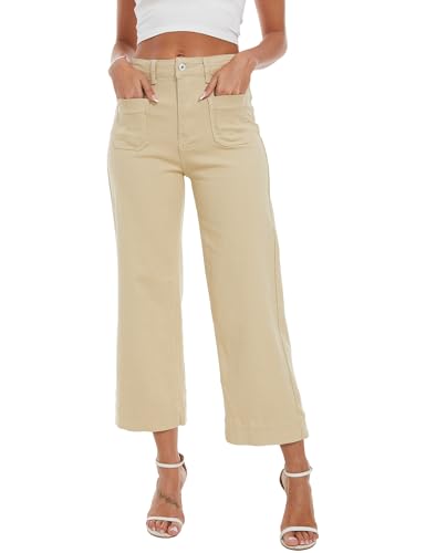 Wide Leg Jeans for Women Trendy High Waisted Flare Jeans Cropped Pants Stretchy Baggy4