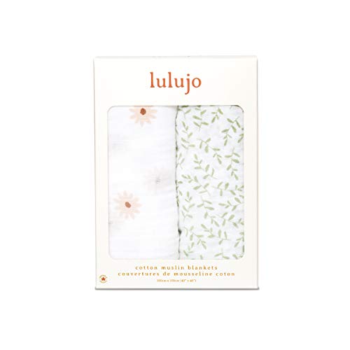 Lulujo Boho Swaddle Set, Cotton Muslin Blankets, 2 Pack (Daisies & Greenery) #TOP1