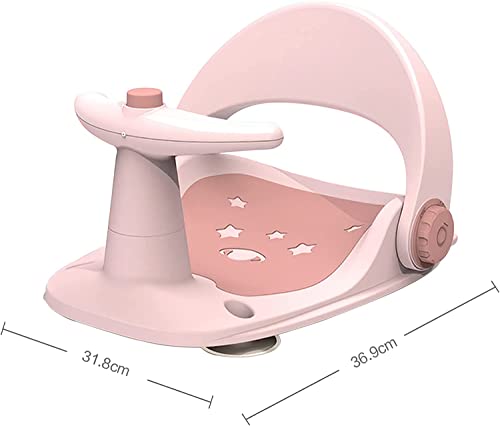 Newborn Baby Bath Seat 6 Months, Adjustable Backrest 4 Suction Cups with Water Spray Design Toddler Shower Chair Newborn Bathtub Seat Summer Toddler Shower Stool for Sit- Up Bathing Pink - Image 6