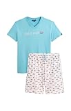 ARTHUR   Pyjama Court Homme, Ensemble Manches Courtes et Short   100% Coton Bio léger, Doux et Confortable   Motif Bateau en Bouteille   Taille XL