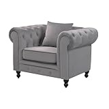  HABITMOBEL Sillon Modelo Chester, butaca Chesterfield tapizada en Tejido Terciopelo 107cm