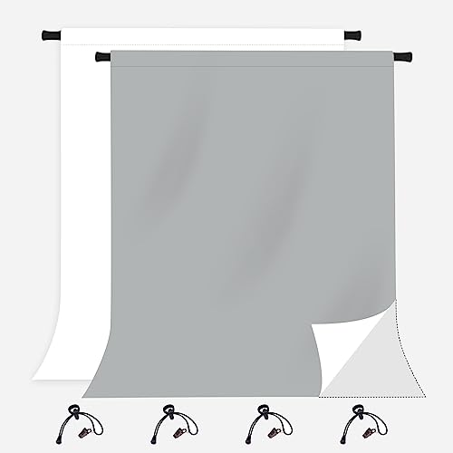 Kukusoul KUSKX023 5X7Ft Solid Gray Backdrop Portrait Photography Background Gray White Reversible Background Birthday Party Decor Studio Video And Television Party Decor Kuskx023 cover