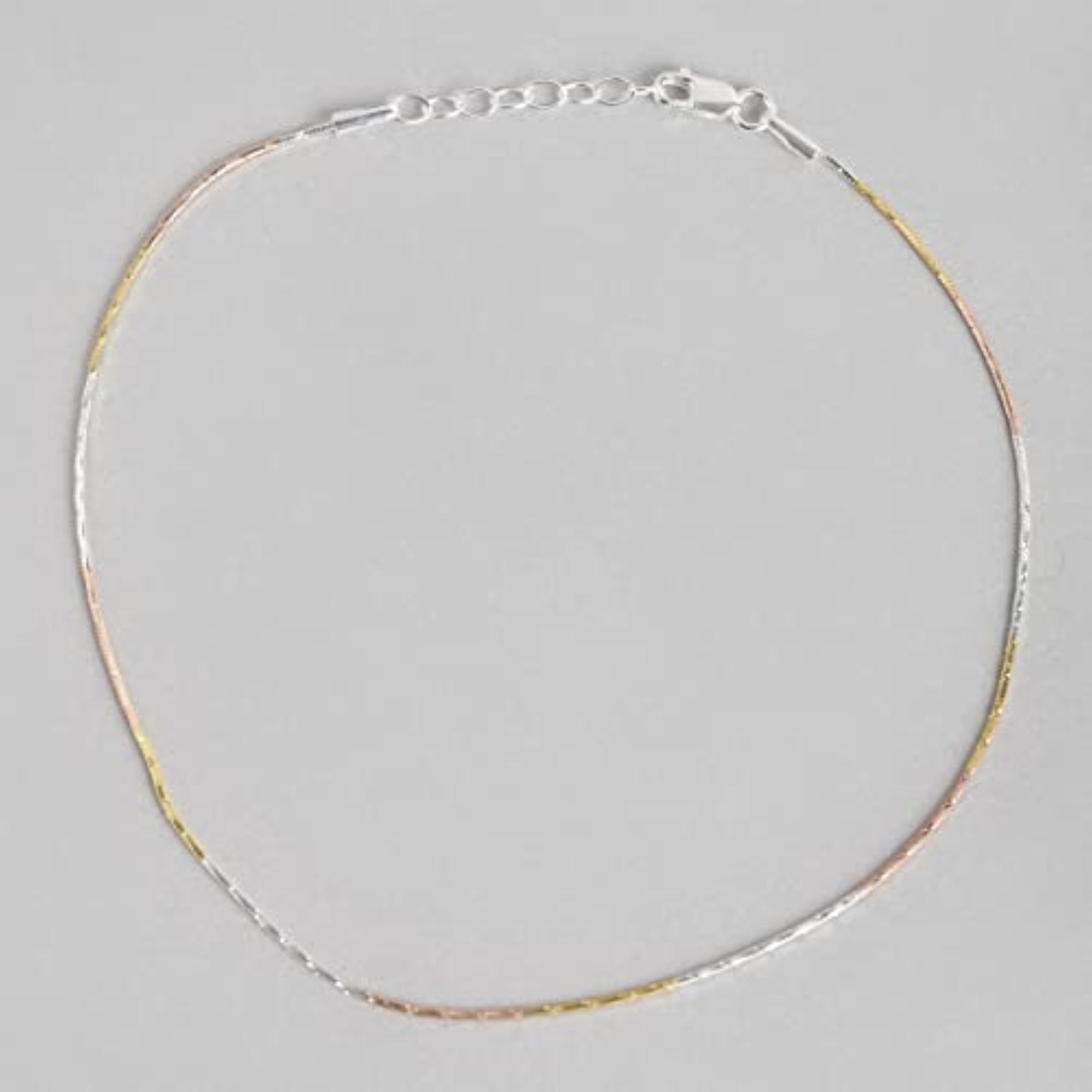 925 Silver Modest Chain Anklet Triple Tone Plating Hypoallergenic