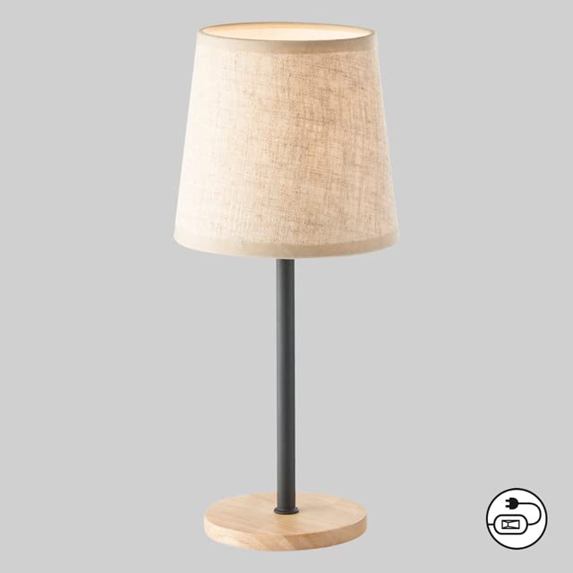 Lampada Da Tavolo BRILONER - Paralume In Tessuto Sabbia, Base Nichel Opaco, Attacco E14 Max 25W, Altezza 38,5 Cm