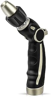 RESTMO Hose Nozzle Sprayer with High Pressure Jet, Heavy Duty Metal Water Hose Nozzle for Car Washing, Garden Cleaning, Lawn and Plant Watering, Adjustable Thumb Flow Control, 4 Spray Patterns