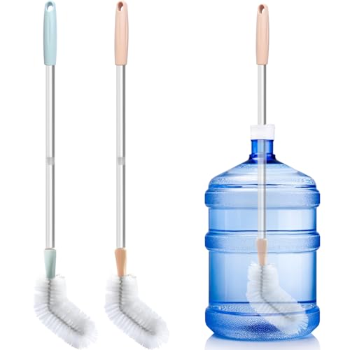 Water Bottle Cleaning Brush 2 Pack 28inch Bendable Water Bottle Brush Long Nylon Bristles with Stainless Steel Handle for 3 Gallon and 5 Gallon Water Bucket