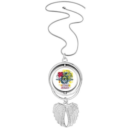 Collier couronne lion pendentif ailes d'ange rotatif un cadeau idéal pour amateur d'art street