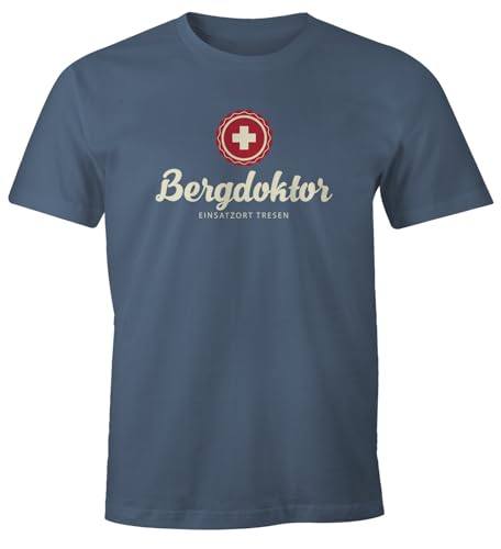 T-shirt homme Bergdoktor bleu MoonWorks L : le haut confortable pour l'après-ski