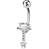 [OUFER Body Piercing] 臍ピアス ベリーバー 14G 外部用ダングル 316L医療用ステンレス鋼 ナベルリング 女性用ボディジュエリー (敏感肌対応/低刺激/インドア&アウトドア両用)