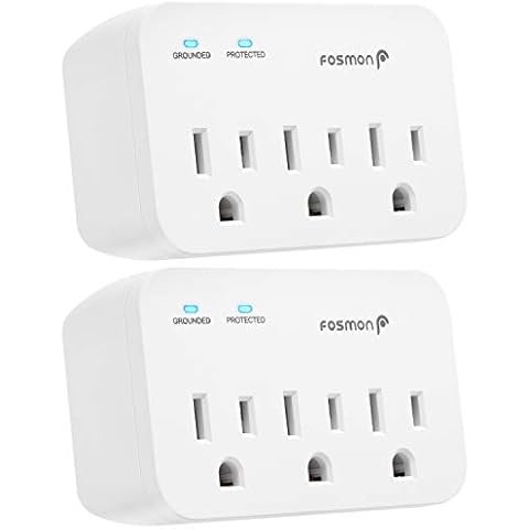 Fosmon Refrigerator Surge Protector, 3 Outlet Heavy Duty Appliance Surge Protector with High Joules for Fridge, Microwave, Washing Machine, Garage Door, 1200J, 1875 Watts, 3 Prong, ETL Listed- 2 Pack Cover