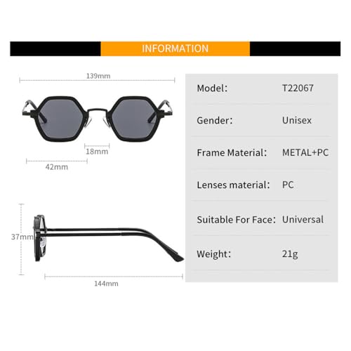 Hexagon Sunglasses Women Men Colorful Resin Lens Alloy Metal Frame Sun Glasses UV400,m13992