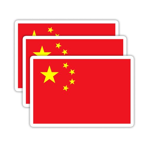 Image of (3PCS) China Flag stickers, Countries Flag Stickers - Waterproof Vinyl Decals For Laptops, Tumblers, Water Bottles, Books, Scrapbooks, Size 3 x 2 Inch