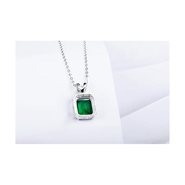 18K White Gold Plated Silver Necklace With Lab Grown Blue Sapphire/Amethyst/Emerald/Ruby/Zultanite, Adjustable Chain 16"-18", Necklaces For Women, Gift For Her, Jewelry For Women Comes With Gift Box - Image 4