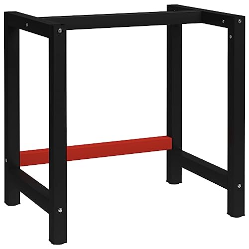 vidaXL Werkbankgestell Metallgestell Werkbank Gestell Werkstatttisch Arbeitstisch Werktisch Packtisch Tischgestell Metall 80x57x79cm Schwarz Rot