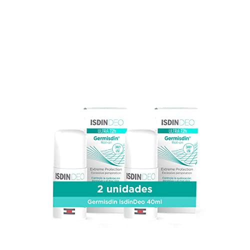 ISDIN Germisdin DEO Ultra 72h Desodorante Antitranspirante Roll-on de Uso Diario, Pack de 2 Unidades, Sin Alcohol Cover