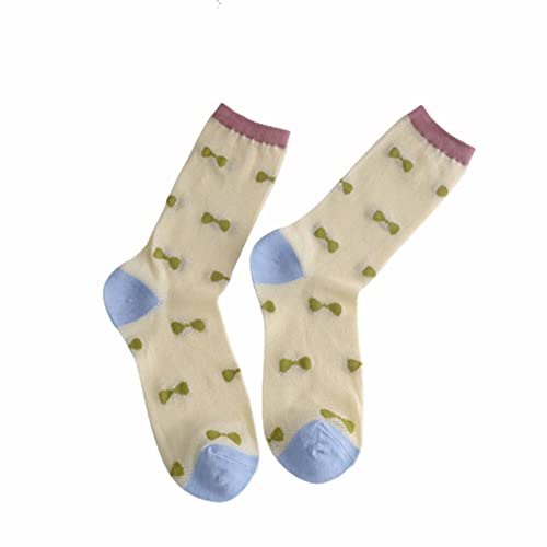 Calcetines altos para mujer, tubo medio, delgados, transpirables, color caramelo, contraste, apilados en verano, paquete de calcetines de trabajo para hombre, amarillo, Altoa única