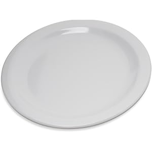 Carlisle FoodService Products Dallas Ware Reusable Plastic Plate Salad Plate with Rim for Buffets, Home, and Restaurants, Melamine, 7.25 Inches, White, (Pack of 48)