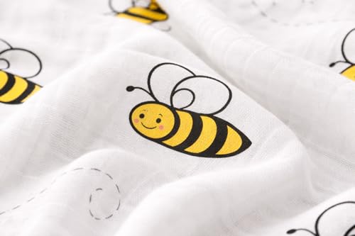 Image of Swaddle Cloth for new Born Pure Cotton Muslin Baby Swaddle Blanket, Wrap Cloth Cotton Swaddle for Newborn Baby Cotton Swaddle Blanket - 1 Swaddle with Size 120x100 CM- Bee Print