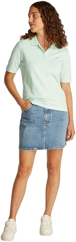 Tommy Hilfiger Damen Poloshirt Kurzarm Regular Fit, Grün (Opal Green), XXS 5