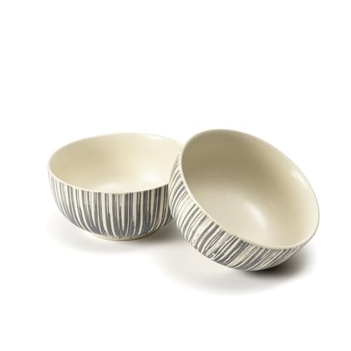 Image of Beyond Homes Ceramic Bowl Set of 4, 240ml | Microwave & Dishwasher Safe Ceramic Serving Bowls for Snack & Vegetables | Dal Curry Katori for Kitchen | Matte-Finish (4, Grey Free-Flow)