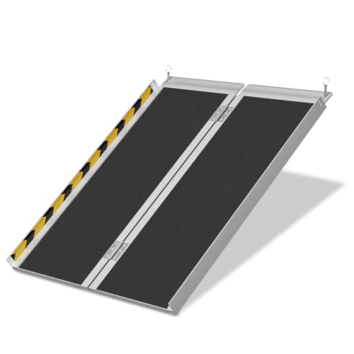 Eikuavons Rampa para silla de ruedas de 91 x 73 cm, soporta hasta 270 kg, con superficie antideslizante, portátil, para silla de ruedas, para casa, escalones, escaleras, apertura de puerta