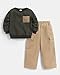 Renotemy Boys Clothes Size 5 6 Fall Winter Toddler Outfits Boy Sweatsuit 2PC Warm Green Knit Pullover Sweatshirts Camel Cargo Pants Set Fashion Sweater Clothes Kids Clothing for Boy 5T 6T