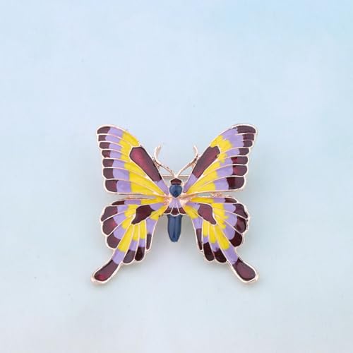 Image of FEELMEM Crystal Rhinestone Butterfly Brooch Pin Blue Color Butterfly Brooches for For Women Wedding /Banquet /Birthday Party