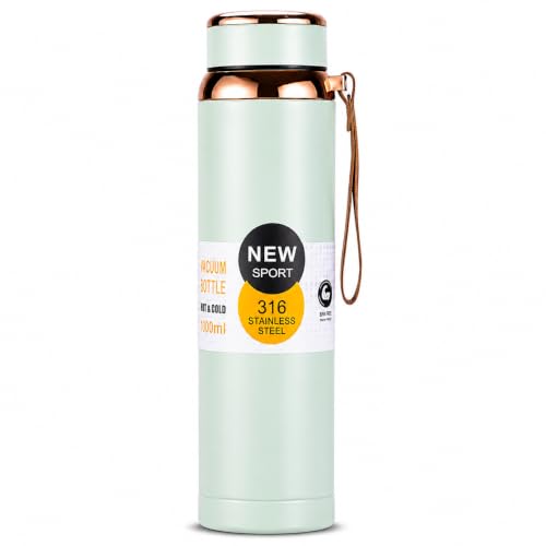 Image of 316 Stainless Steel Water Bottle 1 Litre | Hot & Cold | Durable & Leak-Proof | For Office, Home, Kids, School For Women Men | 1000ml water bottle | Mint Leaf